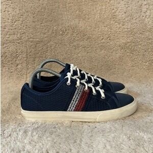 Tommy Hilfiger Navy Blue Red White Stripe Canvas Lace Up Sneakers Shoes Womens 8